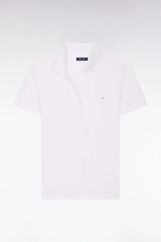 Polo à Manches Courtes En Coton Stretch Blanc