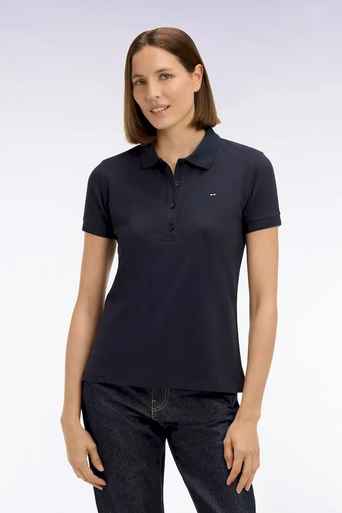 Polo à manches courtes en coton stretch marine – Bild 3