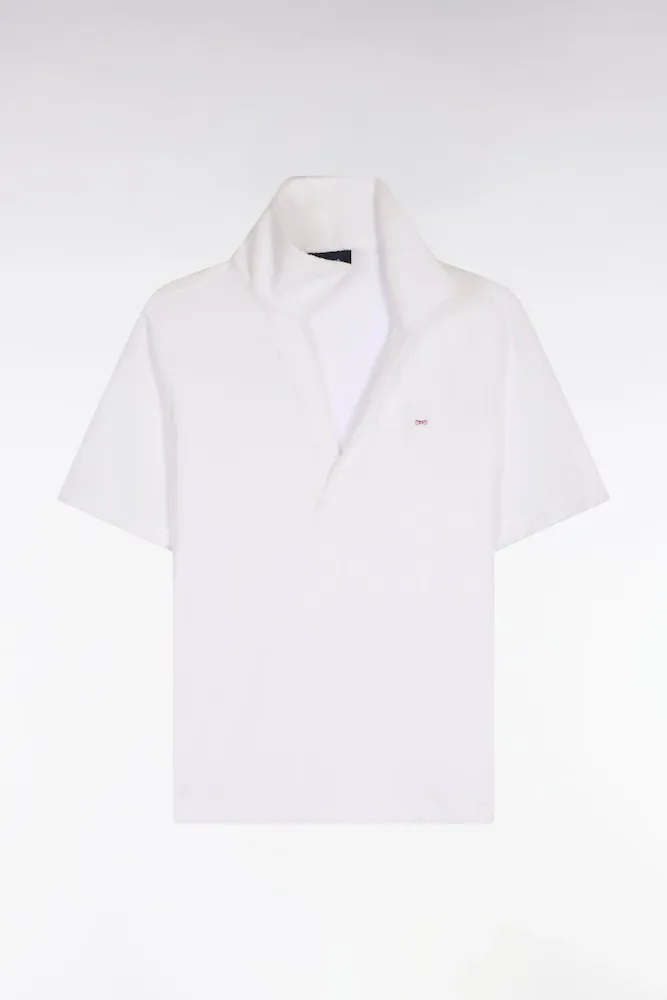 Polo à Manches Courtes En Coton éponge Blanc Coupe Regular