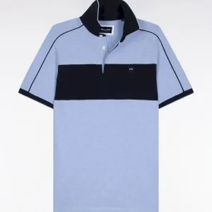 Alternative view of Polo à manches courtes en coton stretch ciel coupe slim