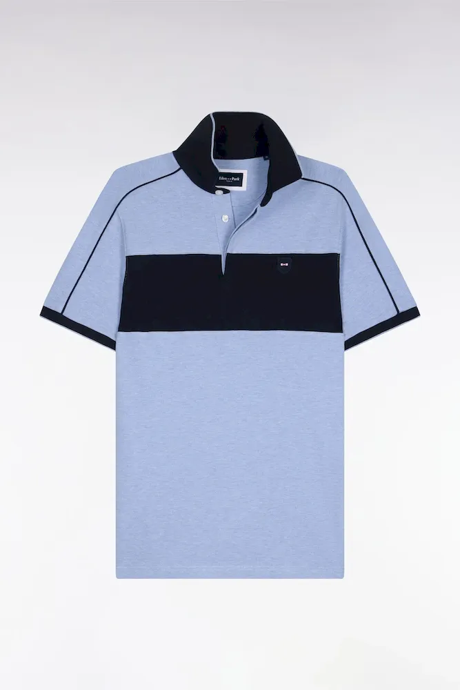 Polo à Manches Courtes En Coton Stretch Ciel Coupe Slim