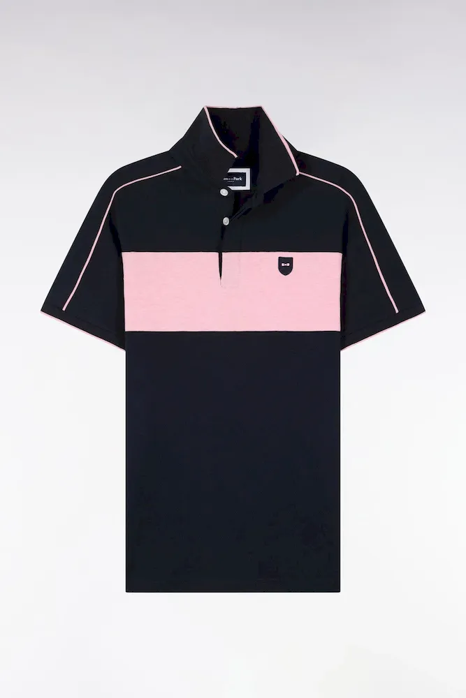 Polo à Manches Courtes En Coton Stretch Rose Coupe Slim