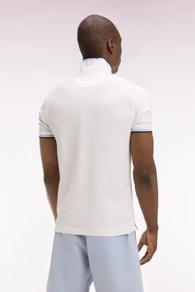 Polo manches courtes en coton blanc détails rayés coupe regular – Bild 5