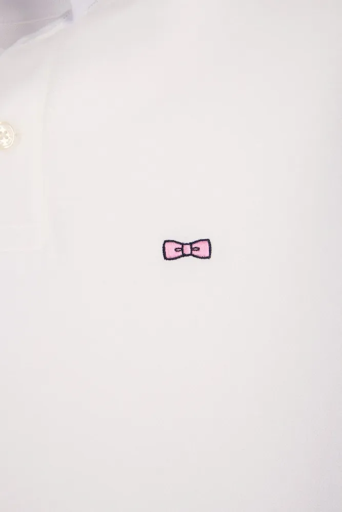 Polo manches courtes en coton blanc détails rayés coupe regular – Bild 6