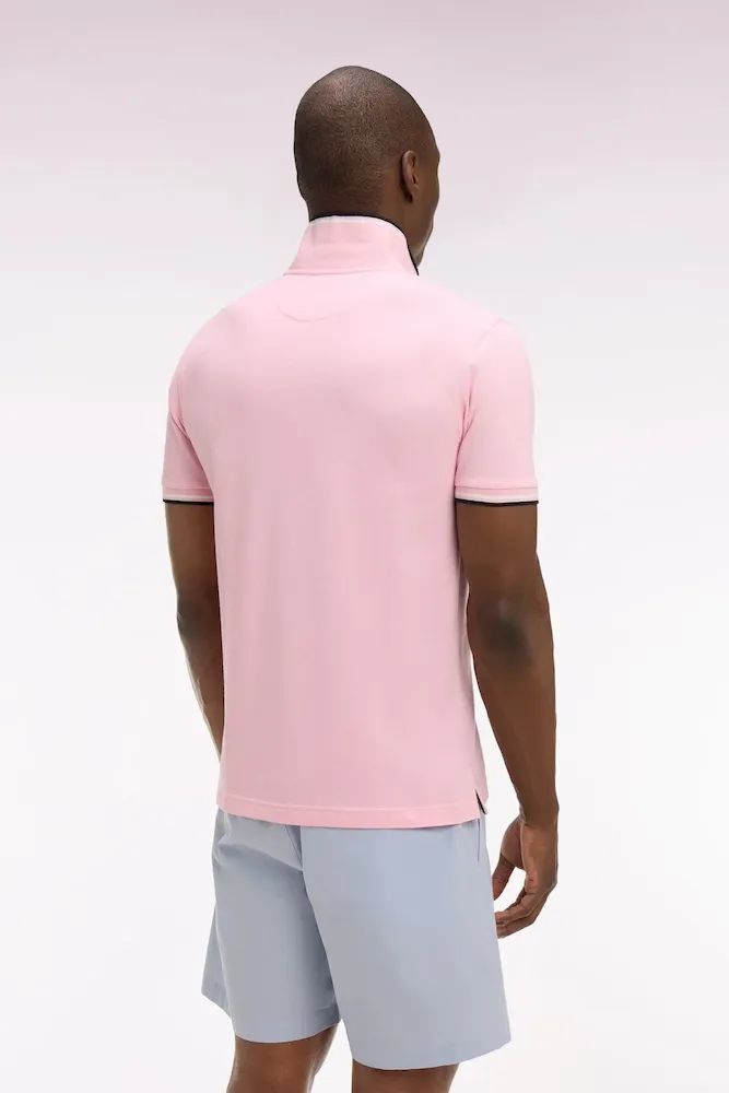Polo à manches courtes en coton rose détails rayés coupe regular – Bild 5