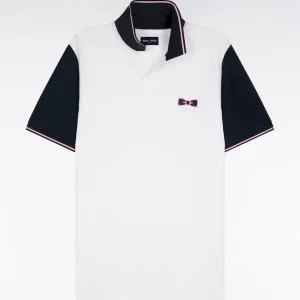 Alternative view of Polo à manches courtes en coton blanc à broderie patchée coupe regular