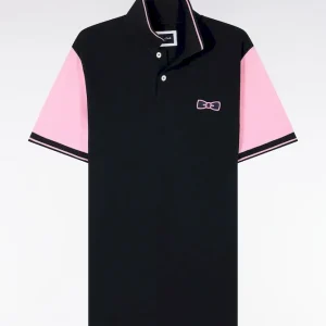 Alternative view of Polo à manches courtes en coton marine à broderie patchée coupe regular