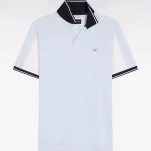 Alternative view of Polo à manches courtes en coton ciel brodé coupe regular