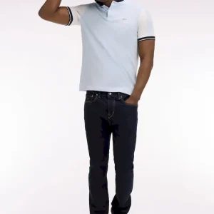 Polo à manches courtes en coton ciel brodé coupe regular