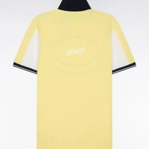 Alternative view of Polo à manches courtes en coton jaune clair brodé coupe regular