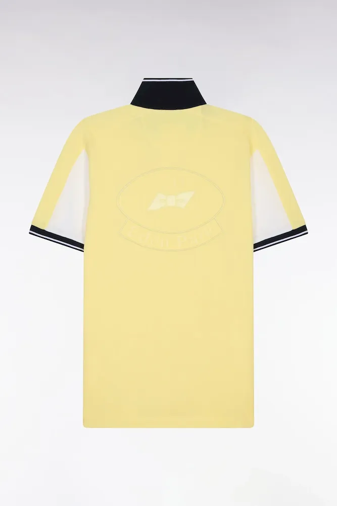 Polo à Manches Courtes En Coton Jaune Clair Brodé Coupe Regular