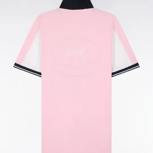 Alternative view of Polo à manches courtes en coton rose brodé coupe regular