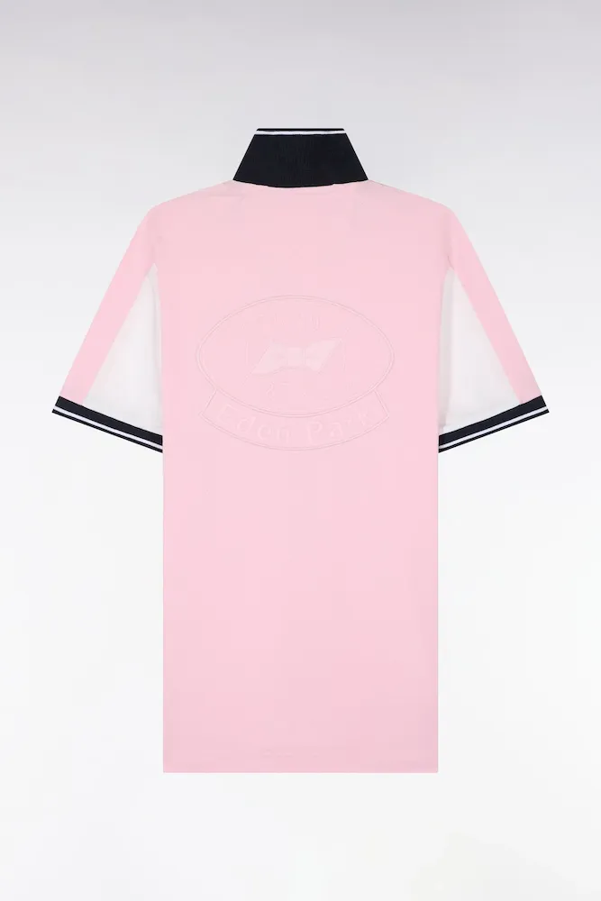 Polo à Manches Courtes En Coton Rose Brodé Coupe Regular