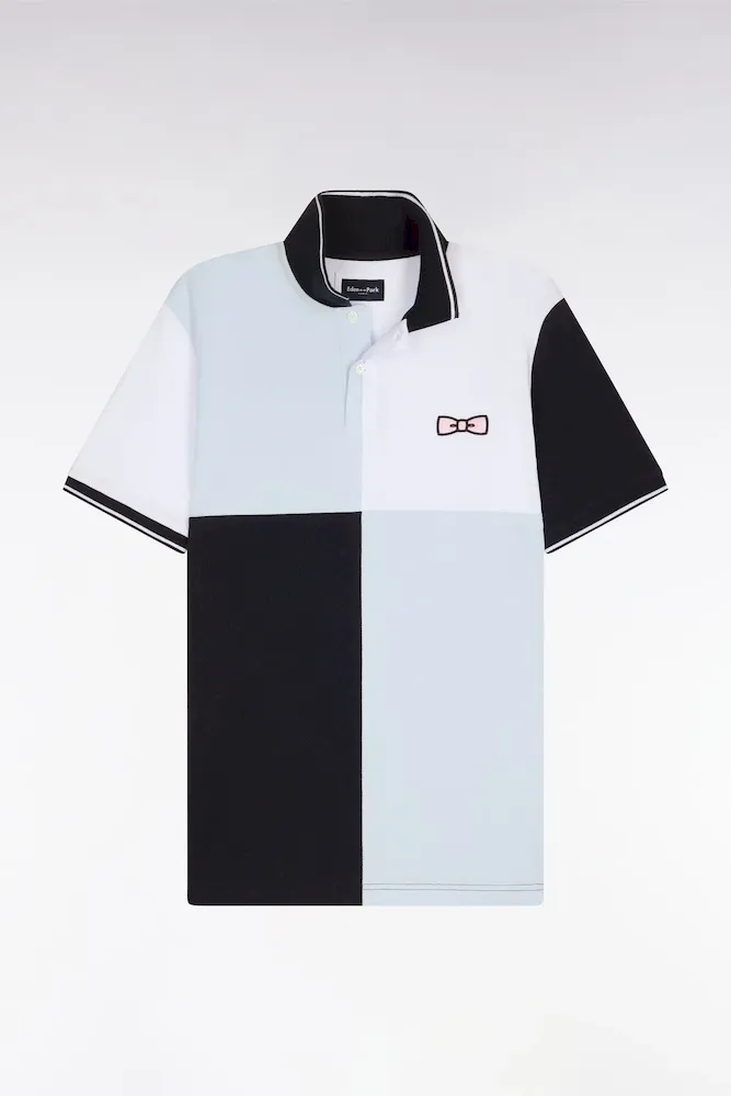 Polo à Manches Courtes En Coton Bleu Ciel à Cadrans Coupe Regular