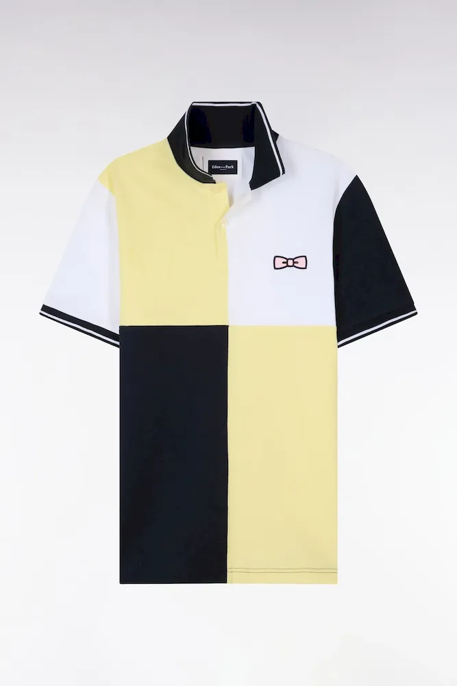 Polo à Manches Courtes En Coton Jaune Clair à Cadrans Coupe Regular