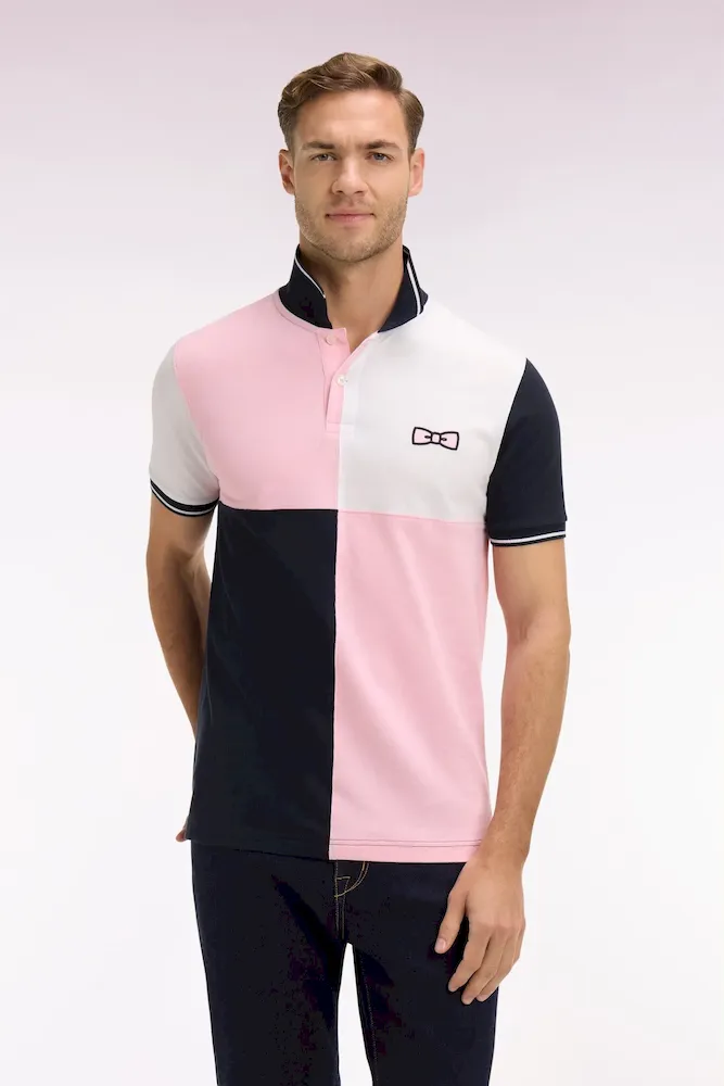 Polo à manches courtes en coton rose à cadrans coupe regular – Bild 3