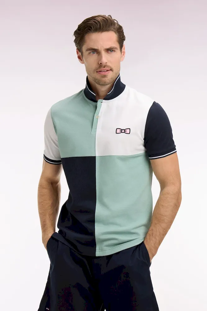 Polo à manches courtes en coton vert d'eau à cadrans coupe regular – Bild 3