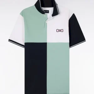 Alternative view of Polo à manches courtes en coton vert d'eau à cadrans coupe regular