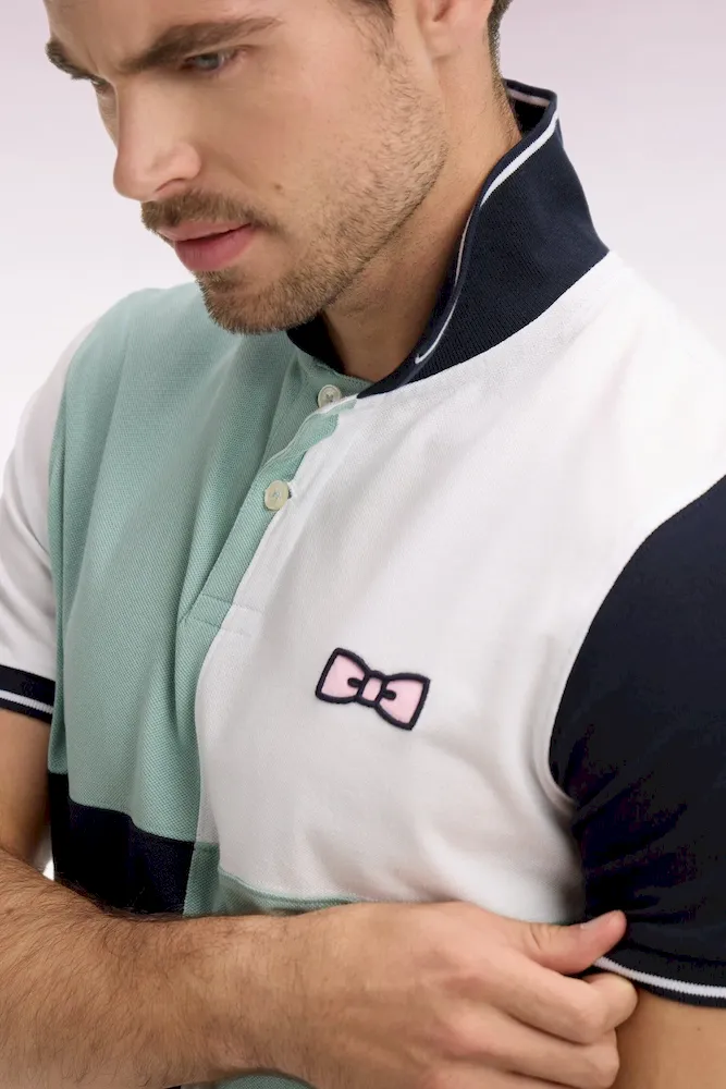 Polo à manches courtes en coton vert d'eau à cadrans coupe regular – Bild 4