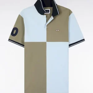 Alternative view of Polo à manches courtes en coton beige et ciel à cadrans coupe regular