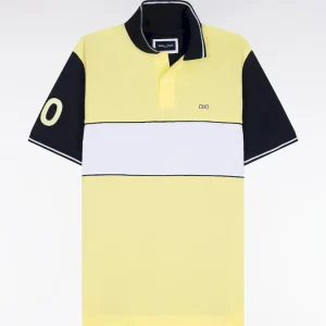 Alternative view of Polo à manches courtes en coton jaune clair et marine coupe regular