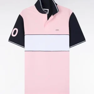 Alternative view of Polo à manches courtes en coton rose et marine coupe regular