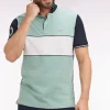 Polo à manches courtes en coton vert d'eau et marine coupe regular
