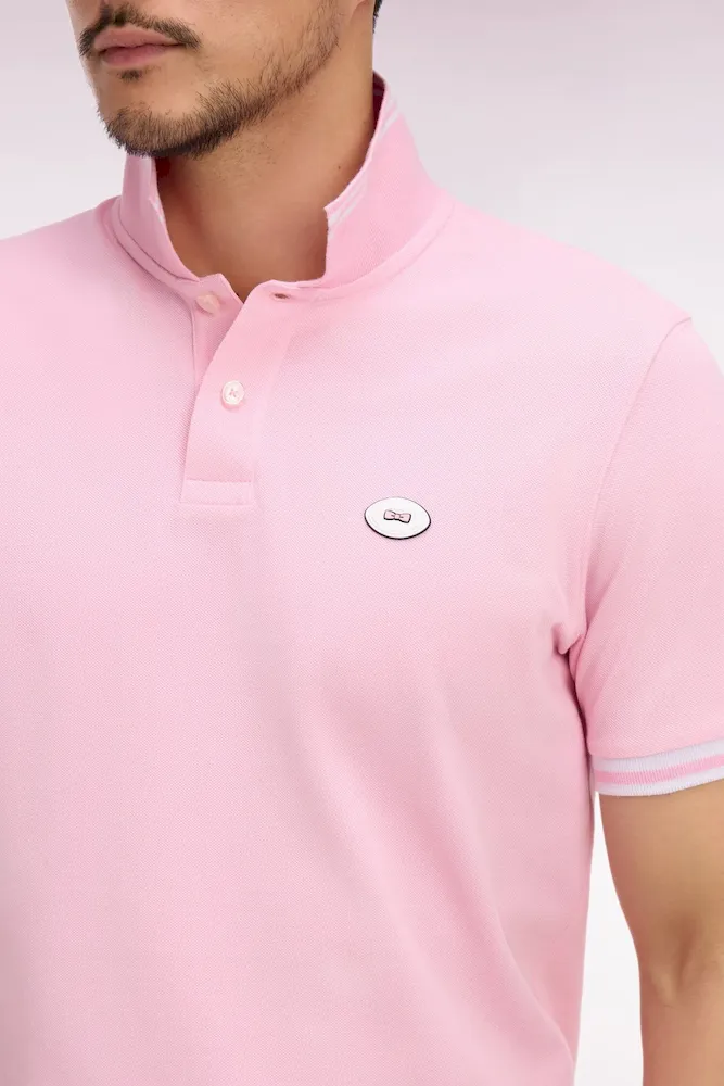 Polo à manches courtes en coton rose – Bild 4