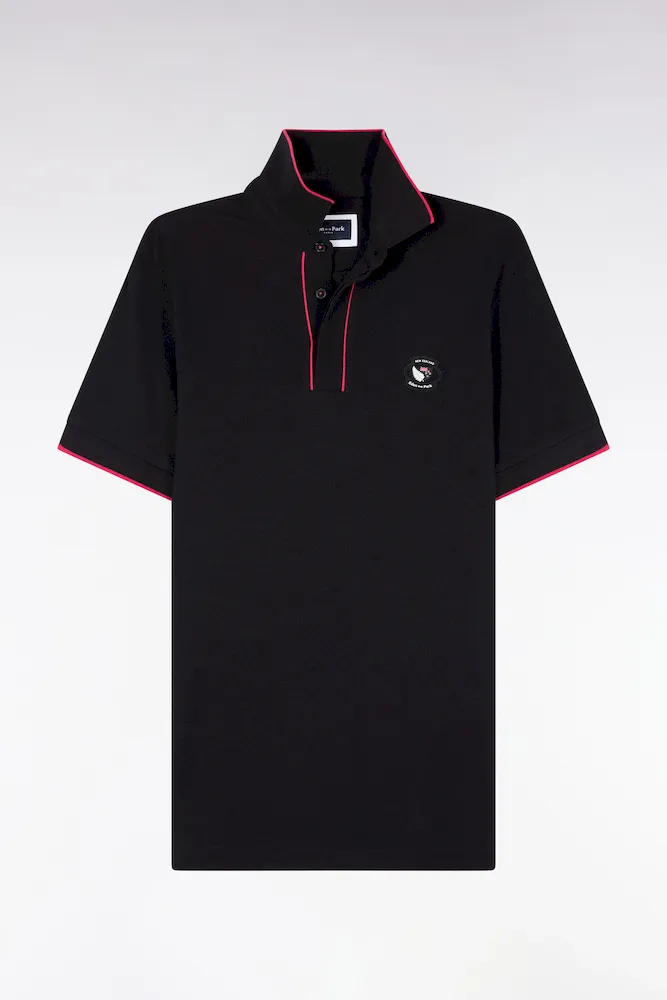 Polo à Manches Courtes En Coton Noir New Zealand