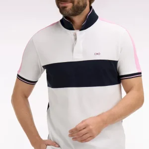 Polo à manches courtes en piqué coton blanc coupé cousu