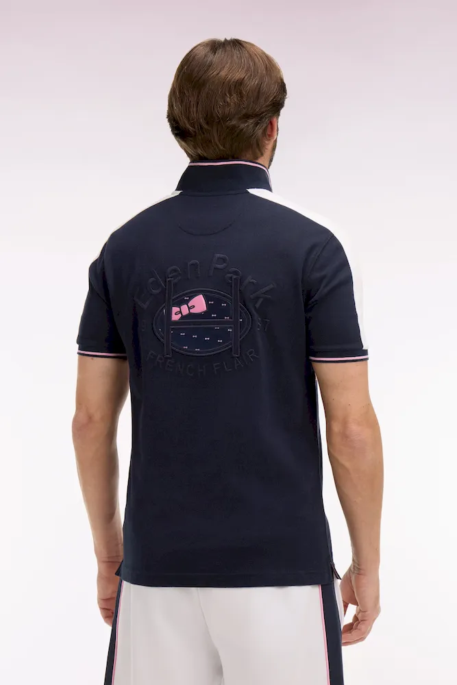 Polo à manches courtes en piqué coton marine coupé cousu – Bild 5