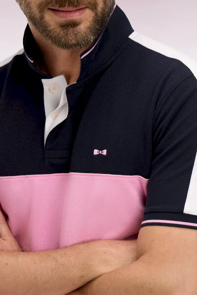 Polo à manches courtes en piqué coton marine coupé cousu – Bild 4