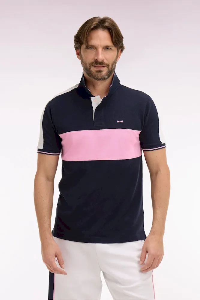 Polo à manches courtes en piqué coton marine coupé cousu – Bild 3