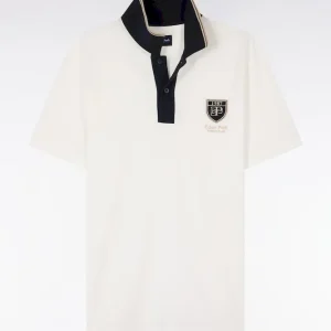Alternative view of Polo à manches courtes en piqué coton écru écusson EP
