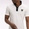 Polo à manches courtes en piqué coton écru écusson EP