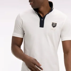 Polo à manches courtes en piqué coton écru écusson EP