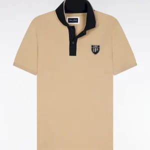 Alternative view of Polo à manches courtes en piqué coton beige écusson EP