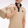 Polo à manches courtes en piqué coton beige écusson EP