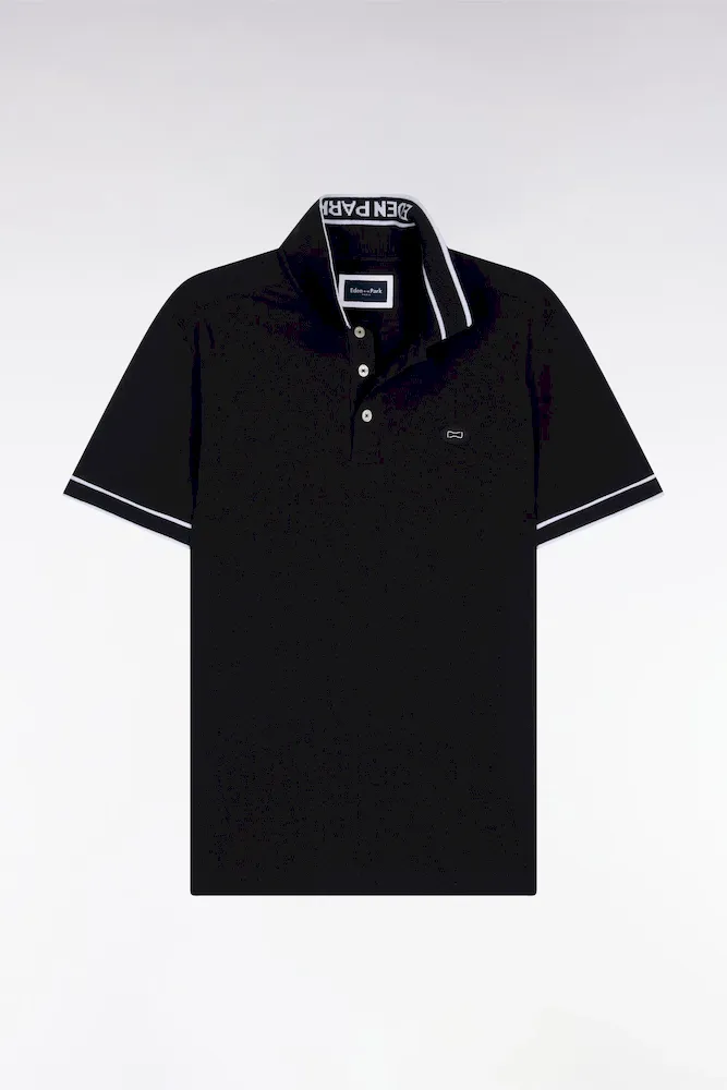 Polo à Manches Courtes En Piqué Coton Noir