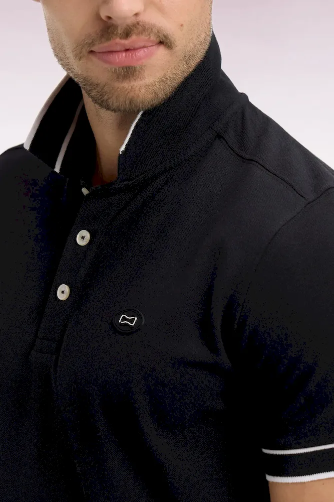 Polo à manches courtes en piqué coton noir – Bild 4