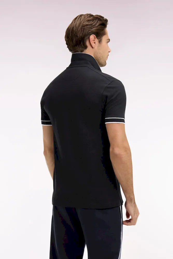 Polo à manches courtes en piqué coton noir – Bild 5