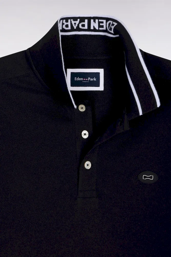 Polo à manches courtes en piqué coton noir – Bild 6