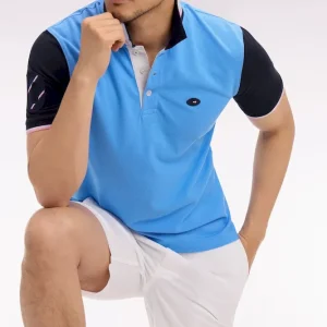 Polo à manches courtes XV de France en piqué coton bleu France