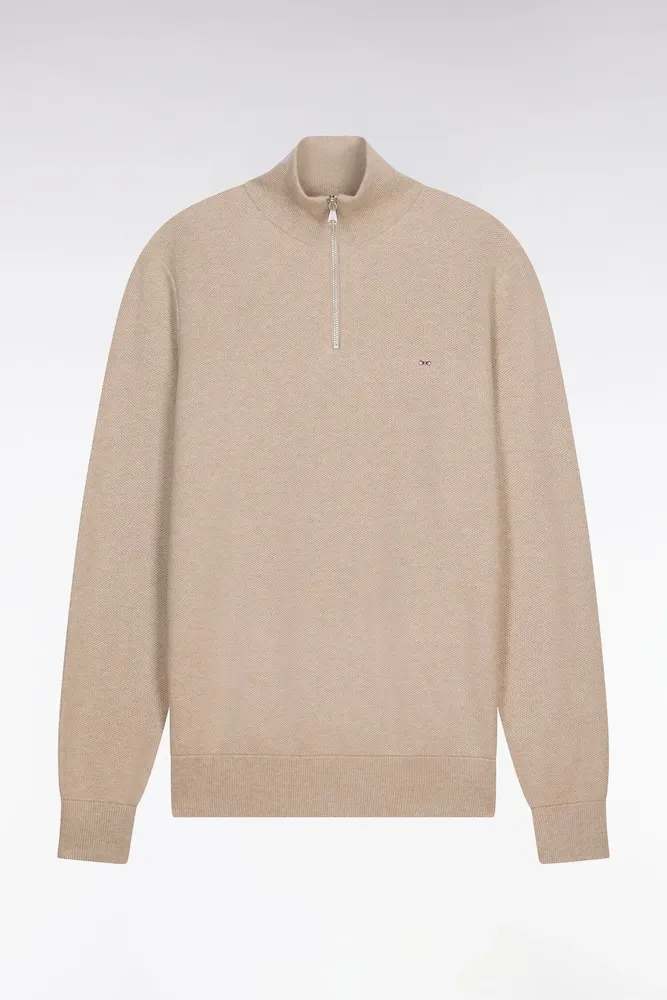 Pull Col Camionneur En Coton Beige