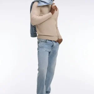 Pull col camionneur en coton beige