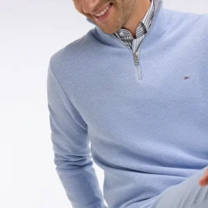 Pull col camionneur en coton ciel