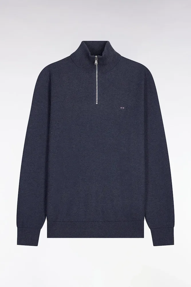 Pull Col Camionneur En Coton Bleu Foncé