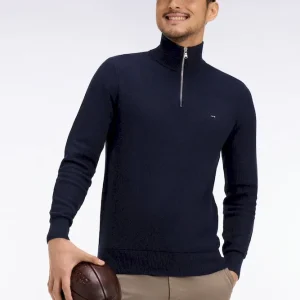 Pull col camionneur en coton marine