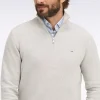 Pull col camionneur en coton gris clair