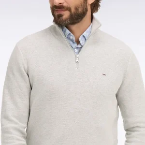 Pull col camionneur en coton gris clair